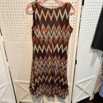 Perceptions New York Brown Chevron Sleeveless Dress Red Belt Photo 3