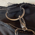 Black Canvas Shoulder Bag Red Rose Floral Print Distressed‎ Fringe Crossbody Photo 3