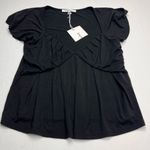 frame denim Frame Womens SZ Small Black Shirred Flounce Top Short Sleeve Style# LTWS1761 NEW Photo 0