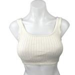 Aritzia Wilfred White Ribbed Knit Sleeveless Square Neck Casual Crop Tank Top XS Photo 0