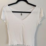 White Lettuce Hem Crop Top Size M Photo 0