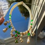Handmade Elegant Green and Gold Beaded Pearl Necklace Photo 3