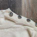 Striped Mock Neck Silver Button Sweater Cream Black Small Nautical Layer Paris Photo 2