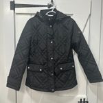 Ralph Lauren Lauren  Womens Puffer Jacket XS Black Quilted Button Zip Hood Photo 0