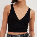 NA-KD  Wrap Detail Rib Singlet Black Cropped Tank Top NWT Small Photo 0