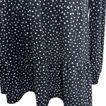 Monteau Women's Size XL Black Polka Dot Long Sleeve Tiered Babydoll Top Casual Photo 1