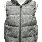 Calvin Klein Water Repellent Puffy Gray Vest Size S/M Faux Knit Design Zip Hood Silver Photo 0