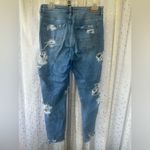 American Eagle  Vintage Distressed Ripped Hem High Rise Mom Jeans Boho Western 4 Photo 2