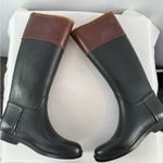 Tory Burch  Leather Rubber Diana Equestrian Riding Boots in Black Brown Size‎ 8 Photo 10