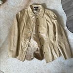 Frenchi Beige genuine Leather shirt Jacket shacket size small Tan Photo 1