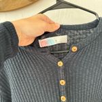 Free People  Beach Black Blossom Cotton Ribbed Henley Mini Dress Long Sleeve XS Photo 4