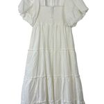 Show Me Your Mumu Sz L Women's White Poof Sleeve Smocked Odette Midi Dress NWT Photo 10