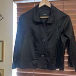 MSK Cropped Satin Women Sz Medium Shiny Black Blazer Jacket 3/4 Sleeves Photo 0