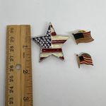 3 American Flag Enamel Pin Lot Star USA Patriotic Lapel Badges United States Red Photo 1