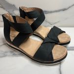 Life Stride Women's Black Faux Leather Back Zip Comfort Zoom Sandals Sz 8 Photo 0