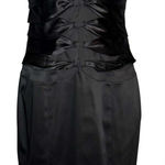Cache  Vintage 90s Satin Corset Halter Dress Womens Size 8 Black Classic Backless Photo 0