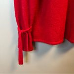 J. McLaughlin Sweater Red Wool Blend Knit w/ Cuff Ties Crew Neck Sz L GUC Photo 5