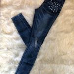 BLOOMROCKS Melrose Pearls Fray Cuff Ankles Jeans Blue Size 28 Photo 9