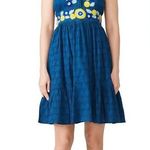 Banjanan Blue Diana Mini Dress Embroidered Floral Lace Ruffles Anthro Bohemian S Yellow Photo 0