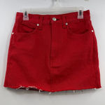 Rag and Bone  Moss Denim Mini Skirt Bull Red size 25 raw frayed hem cotton Photo 0