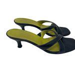 Donald J Pliner vintage black leather kitten heel slide in sandals sz 9 Photo 1