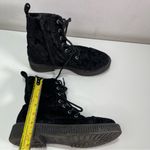 Katy Perry The GIA Women's7.5 Black Crushed Velvet Ankle Combat Boots Lace Zip Photo 2