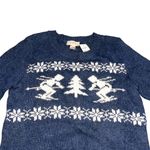 Loft NEW Navy Blue Ski Print Snowflake Crewneck Sweater size Small Photo 1