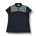Daily Sports Golf Polo Shirt Women’s XL Black White Geometric Print Short Sleeve Photo 0