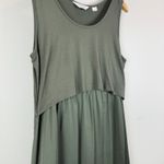 Seraphine Maternity Midi Dress Women's 10 Olive Green Satin Stretch Nursing Size undefined Photo 4