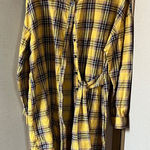 SheIn Vibrant Yellow Plaid shirtwaist dress with belt 1X Photo 0