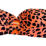 Cabana Del Sol Neon Orange Animal Print Bikini Top Strapless Swimsuit Small NWT Photo 0