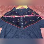 Free People  Women's Blouse Hearts And Colors Striped Navy And Floral Size S EUC Photo 7