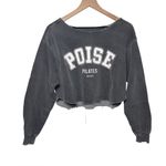 Comfort Colors  Poise Pilates Distressed Cropped Pullover Sweatshirt Charcoal M Photo 1