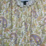 Ralph Lauren  Cropped sleeves Paisley Print Bohemian Top Cotton Sz Large Photo 1