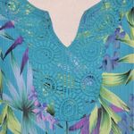 Catherines Womens 1X Tropical Floral Lace Blouse Top Sheer Vacation Beach Cruise Photo 2