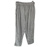 Max Studio  Vertical Striped Crop Pants Sz Large Gray White Linen Blend Straight Photo 5