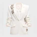 Cinq A Sept Kylie Diamond Daisies Embellished Blazer Jacket In Ivory/Smoke White Size 10 Photo 2