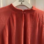 Halogen  Pleated flowy long sleeve BLOUSE coral pink high neck top M Photo 5