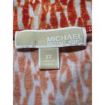 Michael Kors  Womens 3X Orange White Abstract Print V Neck Tunic Top Long Sleeve Photo 8
