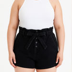 American Eagle  Black Denim Paper Bag Jean‎ Shorts size 14 Photo 0