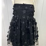 Trixxi black coquette minidress shear flower appliquéd lined, straps Size L NWT Photo 0