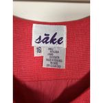 SAKE Coral Linen Blend Sleeveless Button Front Midi Dress with Tie Waist Size 16 Red Photo 2