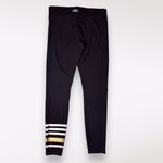 Marc New York MNY Black Leggings Gold + White Stripes Small Photo 5