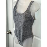 NWT Nicole Miller Women Scoop Neck Swimsuit Black White Palm Large One Piece Photo 9