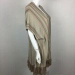 Mystree  Poncho Cardigan One Size Beige Knit Stripe Open Front Boho Photo 1