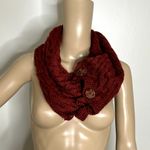 Hand Crafted Maroon Knit Button Infinity Scarf Red Photo 3