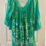 Sacred Threads  Green Gold Crinkle Rayon Top OS Photo 0