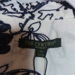 For Cynthia  White Navy Embroidered Floral Print Popover Beach Tunic Top Size 1X Photo 5