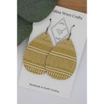 Handmade Genuine Leather Boho Mustard Lightweight Teardrop Yellow Earrings Photo 2