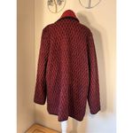 Chico's Red Black Jacquard Open Front Wool Blend Jackie Cardigan Photo 6